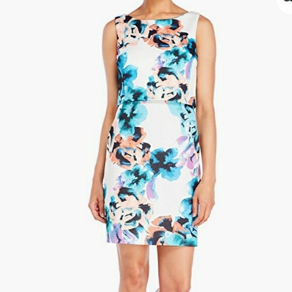 Ivanka Trump Floral Print Sleeveless Stretchy Summer Scuba Dress Sz 14 - Picture 8 of 8